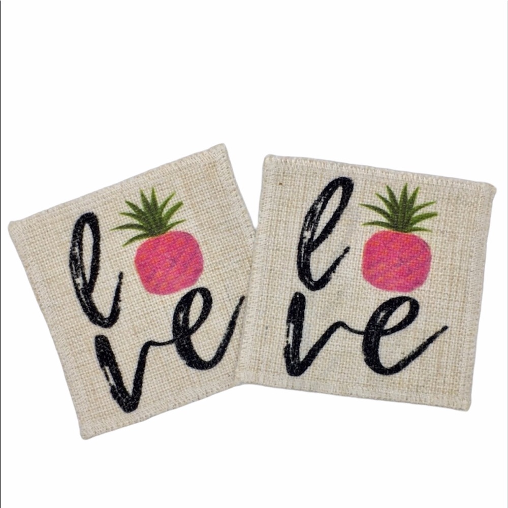 🍽2 Sets/$20🍽 Linen L🍍VE Coasters